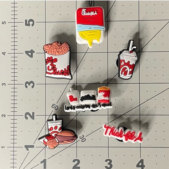 6 Fun Shoe Food Charms for Clogs or Crocs Chick Fil A Fries Shakes Chicken NWOTs - Picture 2 of 4